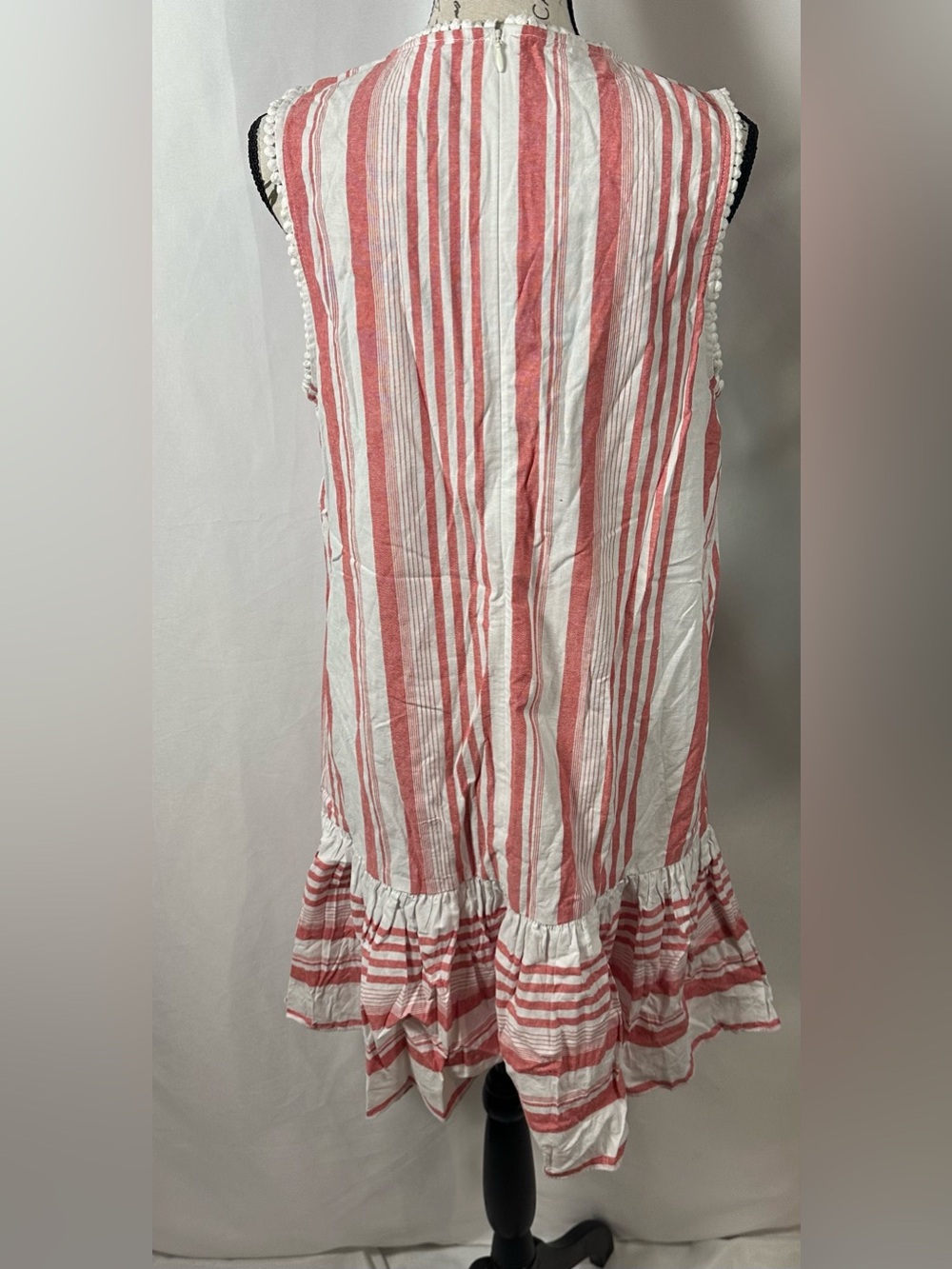 London Times Cream and Coral Striped Sleeveless Mini Dress - Picture 5 of 10